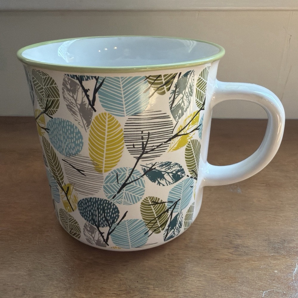 Orly Maison New York NY Colorful Leaves XL Ceramic Coffee Tea Soup Mug 20 oz